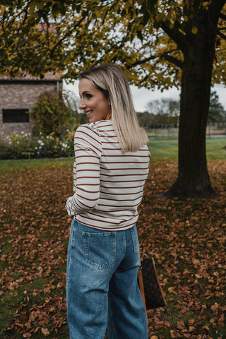 Aiko Striped T-shirt Brown